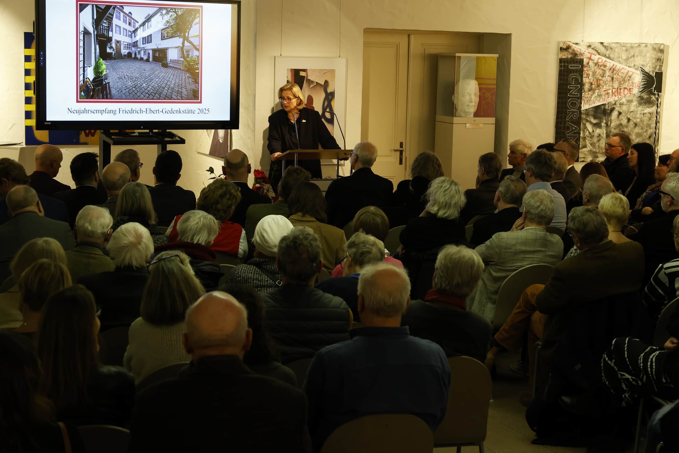 Heidelberg. Neujahrsempfang 2025 im Eberthaus. Mit Gastrednerin Anke Rehlinger, Guenter Schmitteckert und Diana Busch. 16.01.2025 - Helmut Pfeifer.