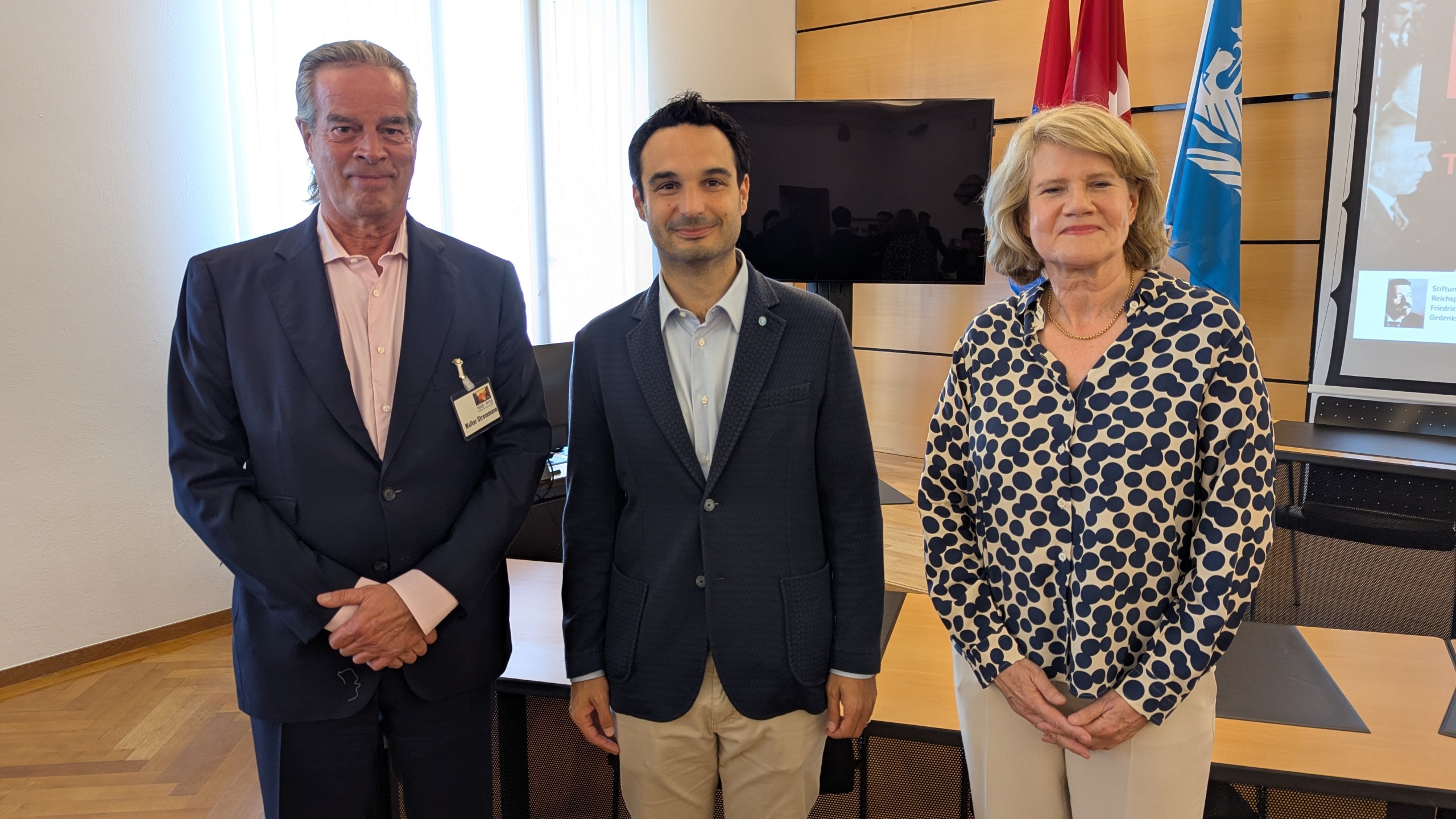 Stadtpräsident von Locarno Nicola Pini, Christina Stresemann und Walter Stresemann